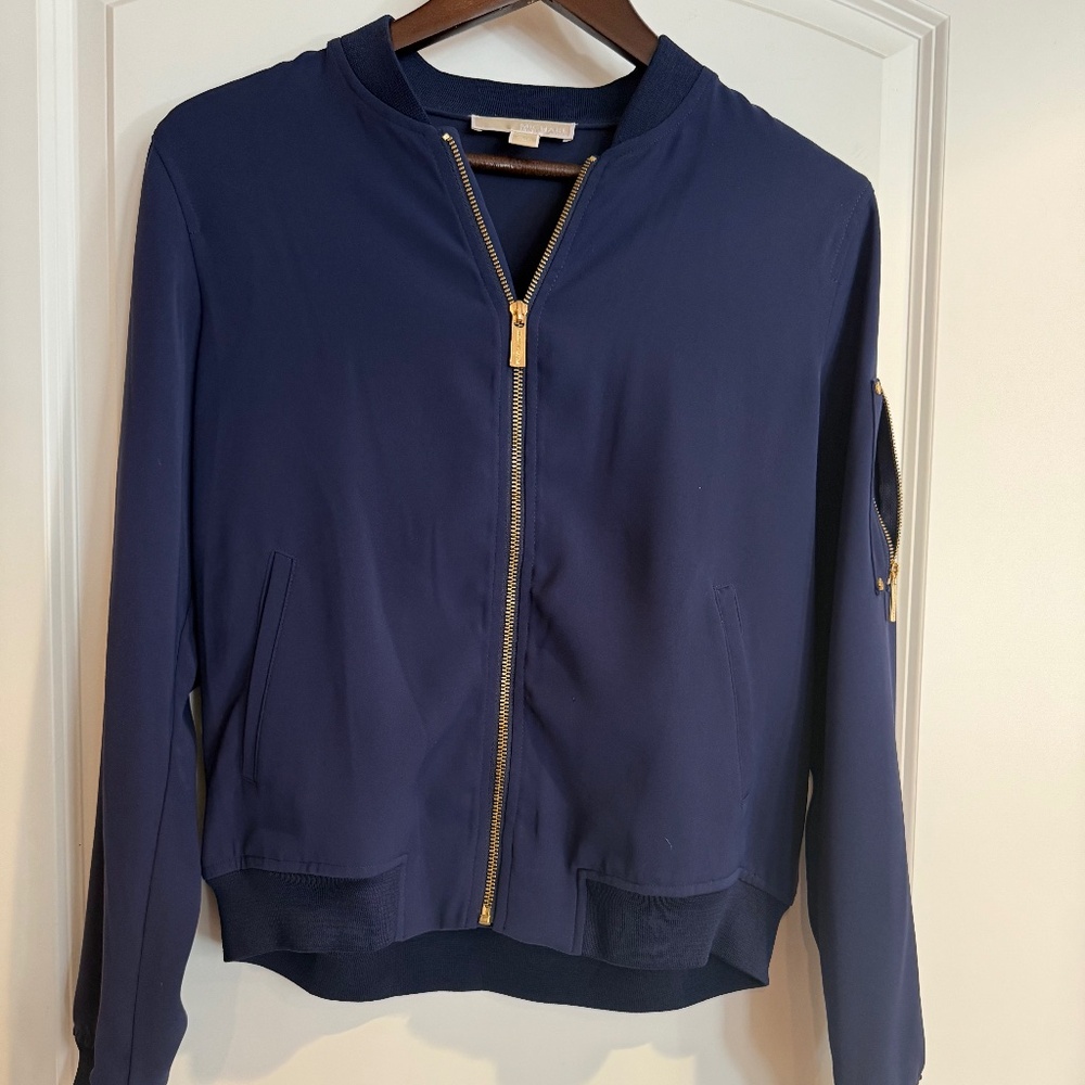 Michael Michael Kors - crepe blue bomber jacket